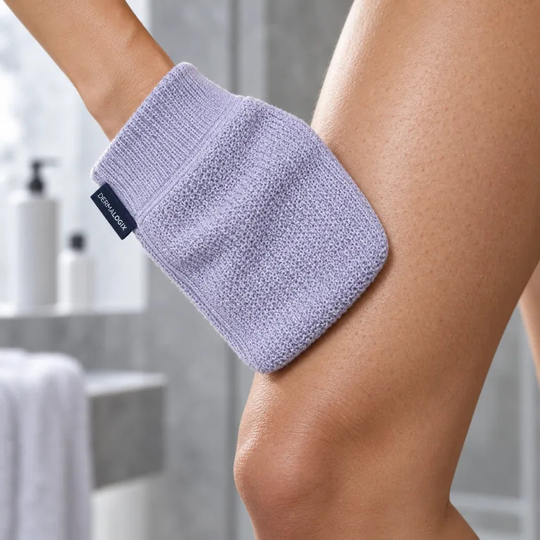 Dermalogix KP Body Polish Mitt used for gentle body exfoliation